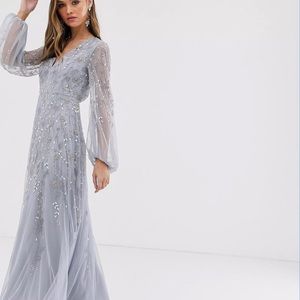 ASOS design maxi dress with blouson sleeve and delicate floral embellishment
